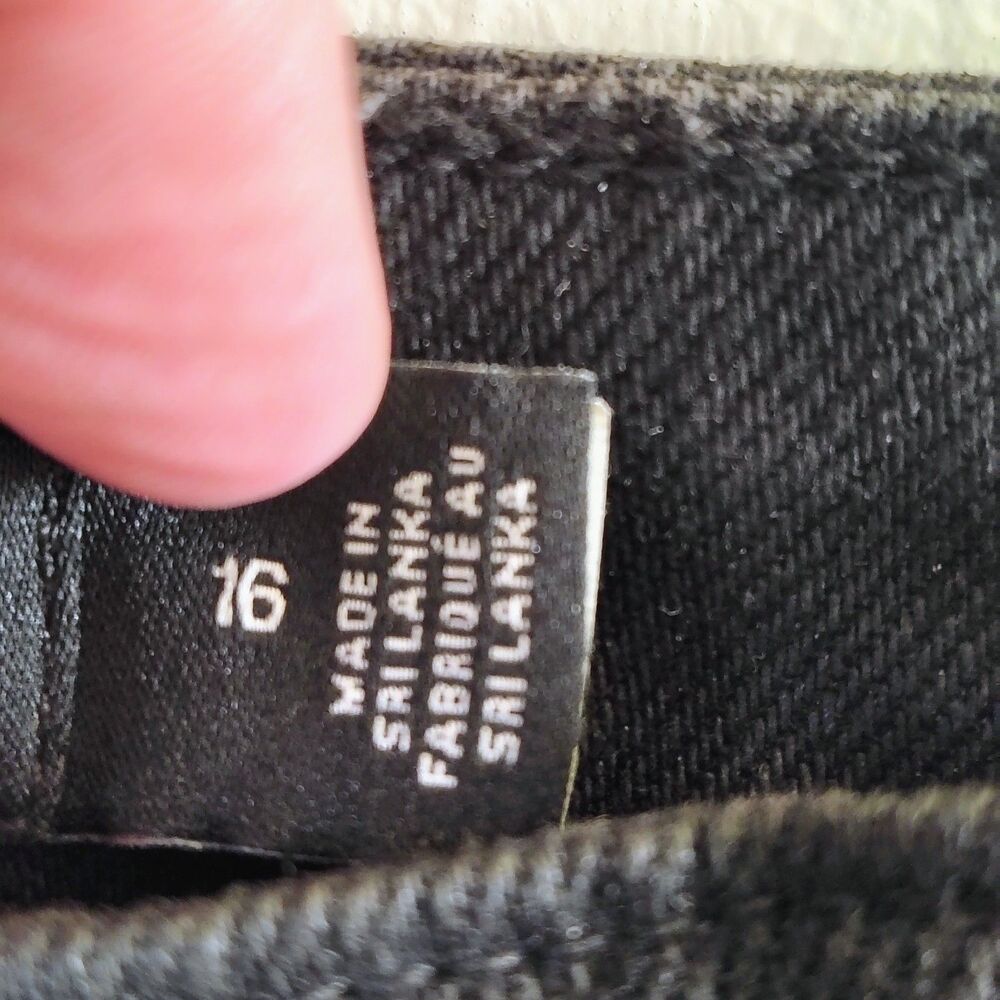 Lauren Ralph Lauren Coated Black Jeans 16 Waxed Leather Look Wide LRL 5 Pocket - Picture 9 of 12